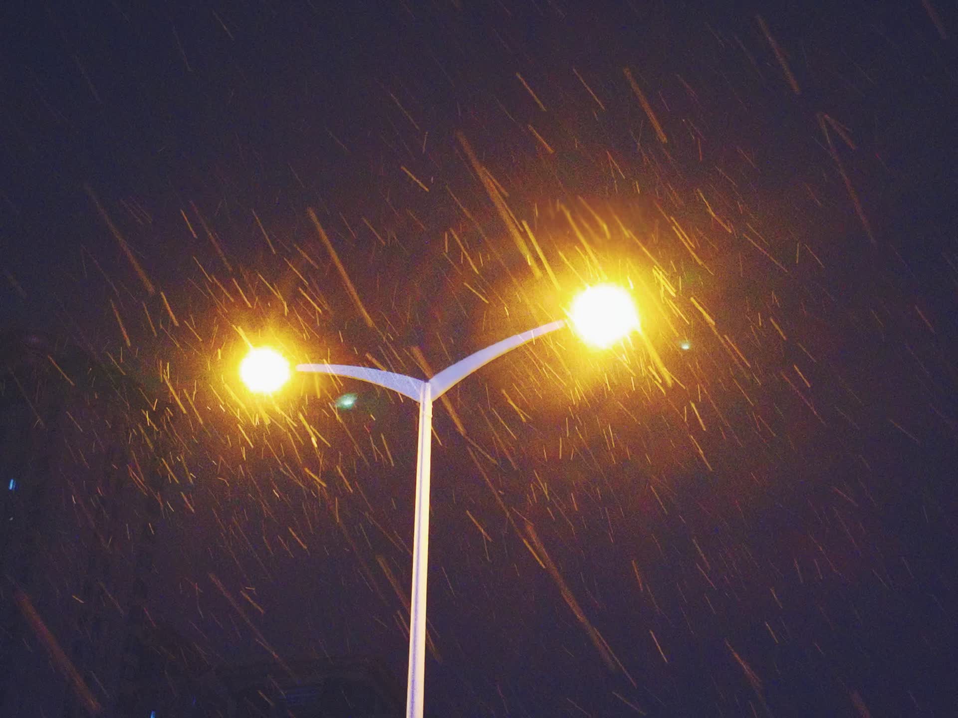 路灯下的雪.