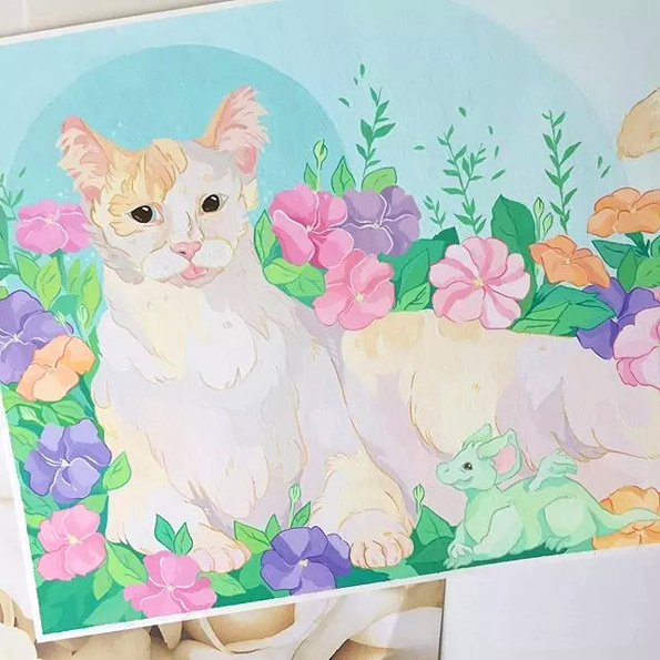 超萌的动物水粉画