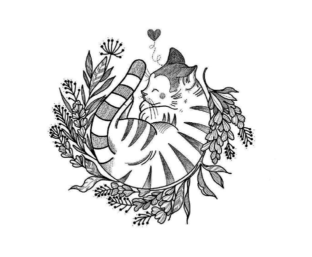 勾线笔画出的黑白小画