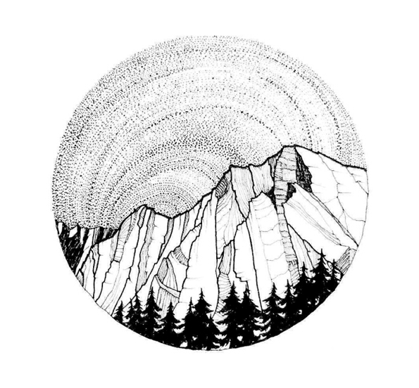 勾线笔画出的黑白小画