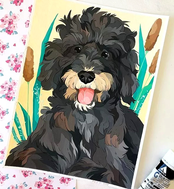 超萌的动物水粉画